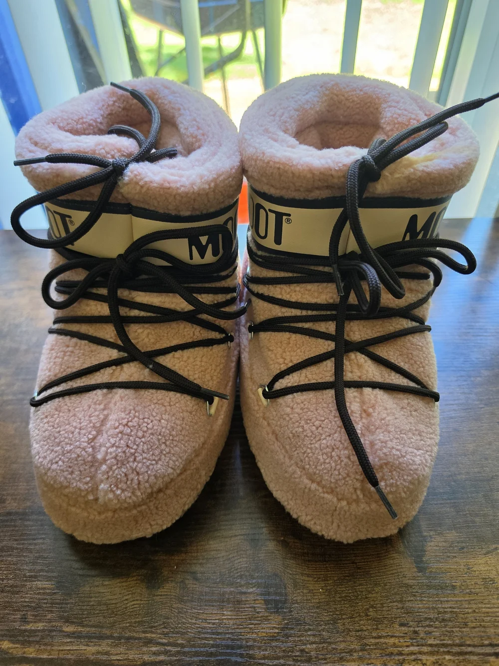 Moon Boot Kids MB Icon Low Fleece Boots Pink Brown Laces Size EU 33/35 US 2/3.5